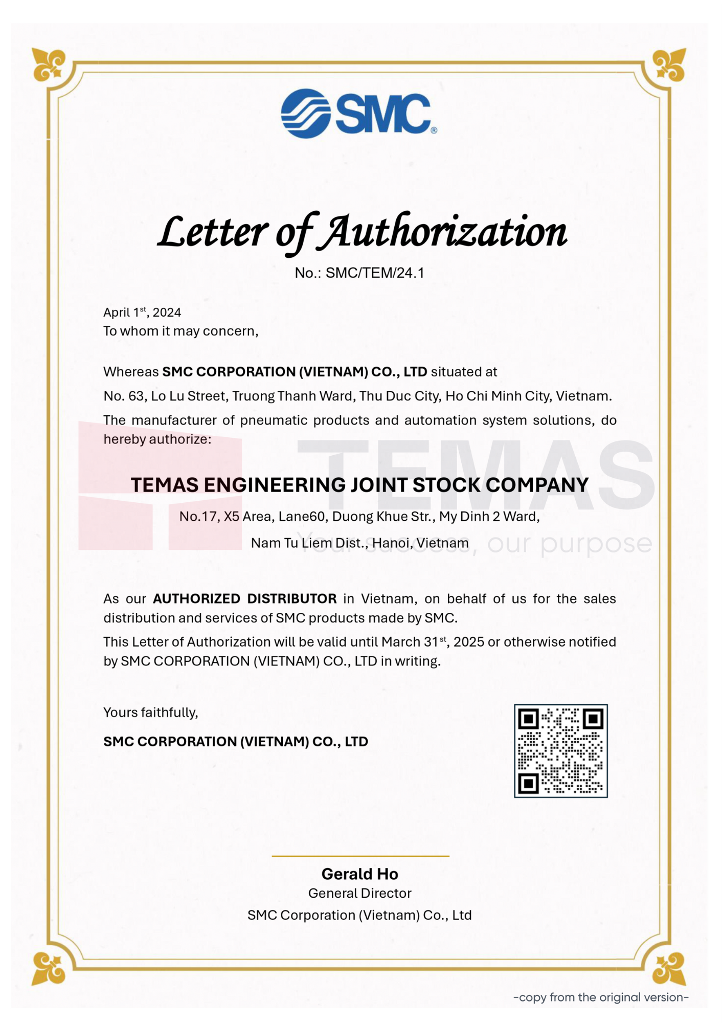 SMC [/br] Letter of Authorization